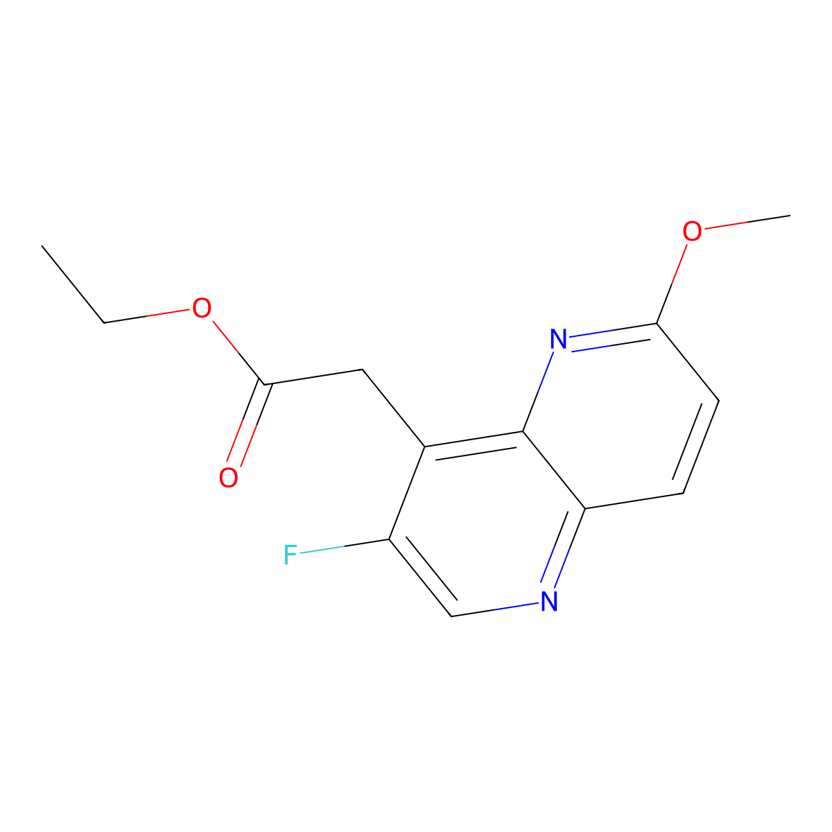 Ethyl 2-(3-fluoro-6-methoxy-1,5-naphthyridin-4-yl)acetate molecular structure, CAS 1207621-43-9