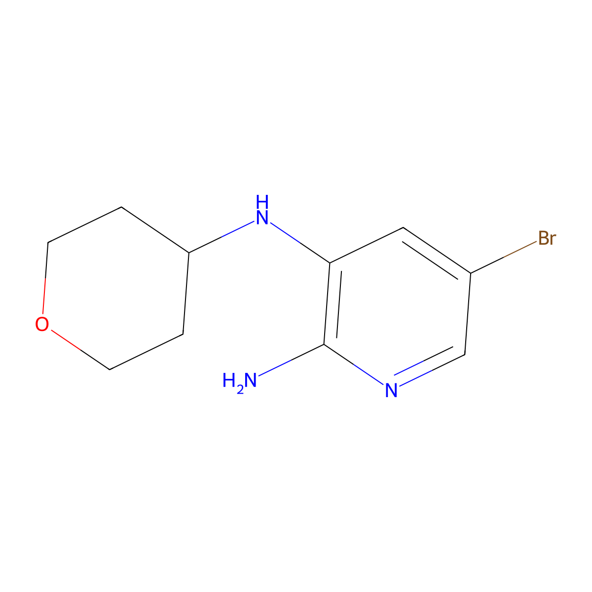 5-Bromo-N3-(tetrahydro-2H-pyran-4-yl)pyridine-2,3-diamine molecular structure, CAS 1207623-68-4