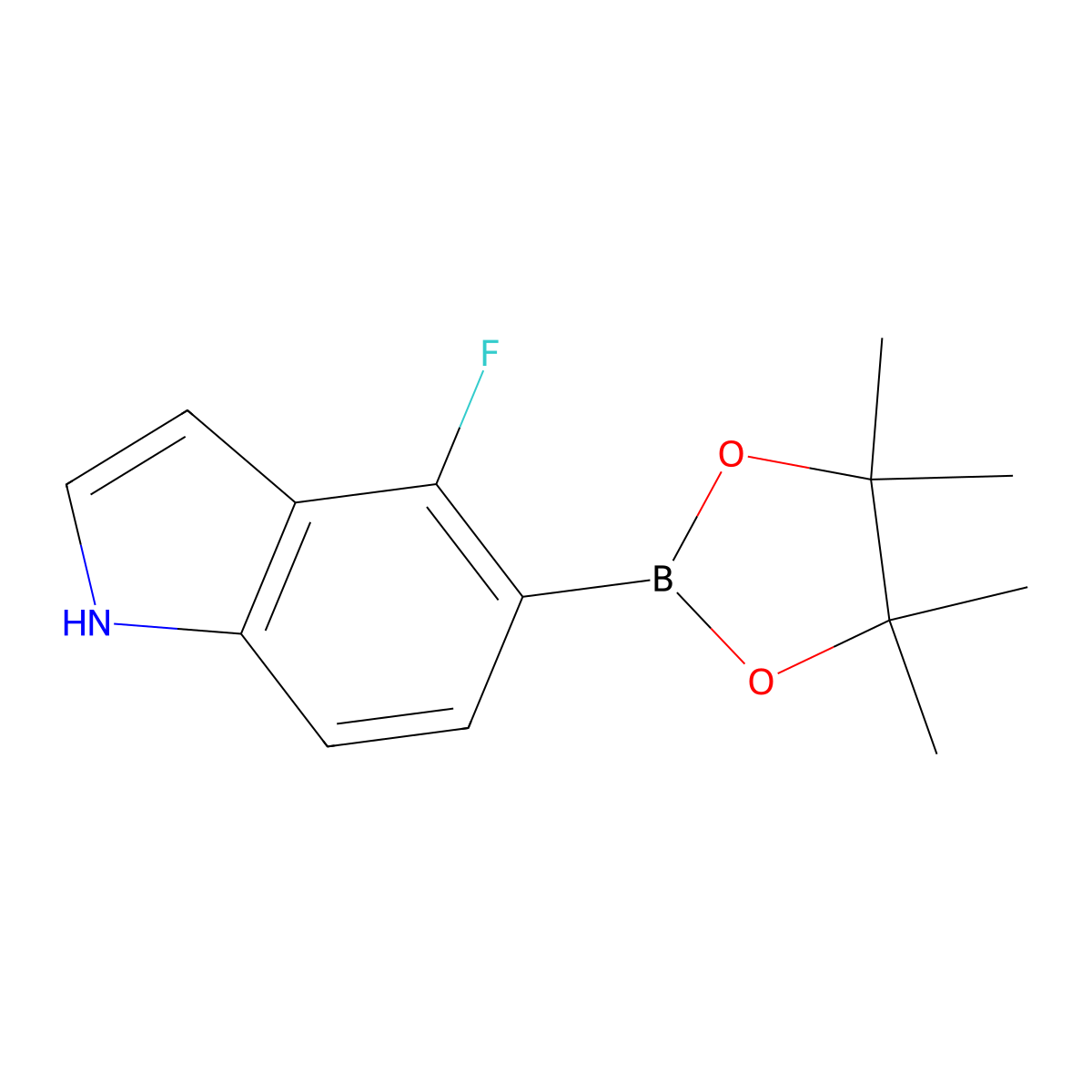 4-fluoro-5-(4,4,5,5-tetramethyl-1,3,2-dioxaborolan-2-yl)-1H-indole molecular structure, CAS 1207623-95-7