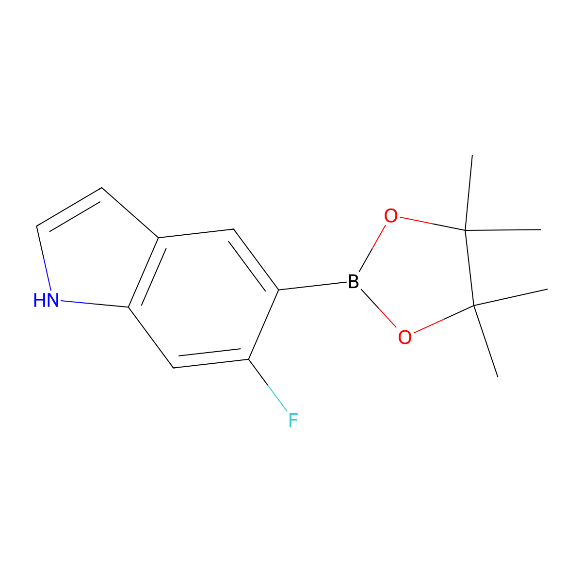 6-fluoro-5-(4,4,5,5-tetramethyl-1,3,2-dioxaborolan-2-yl)-1H-indole molecular structure, CAS 1207623-96-8