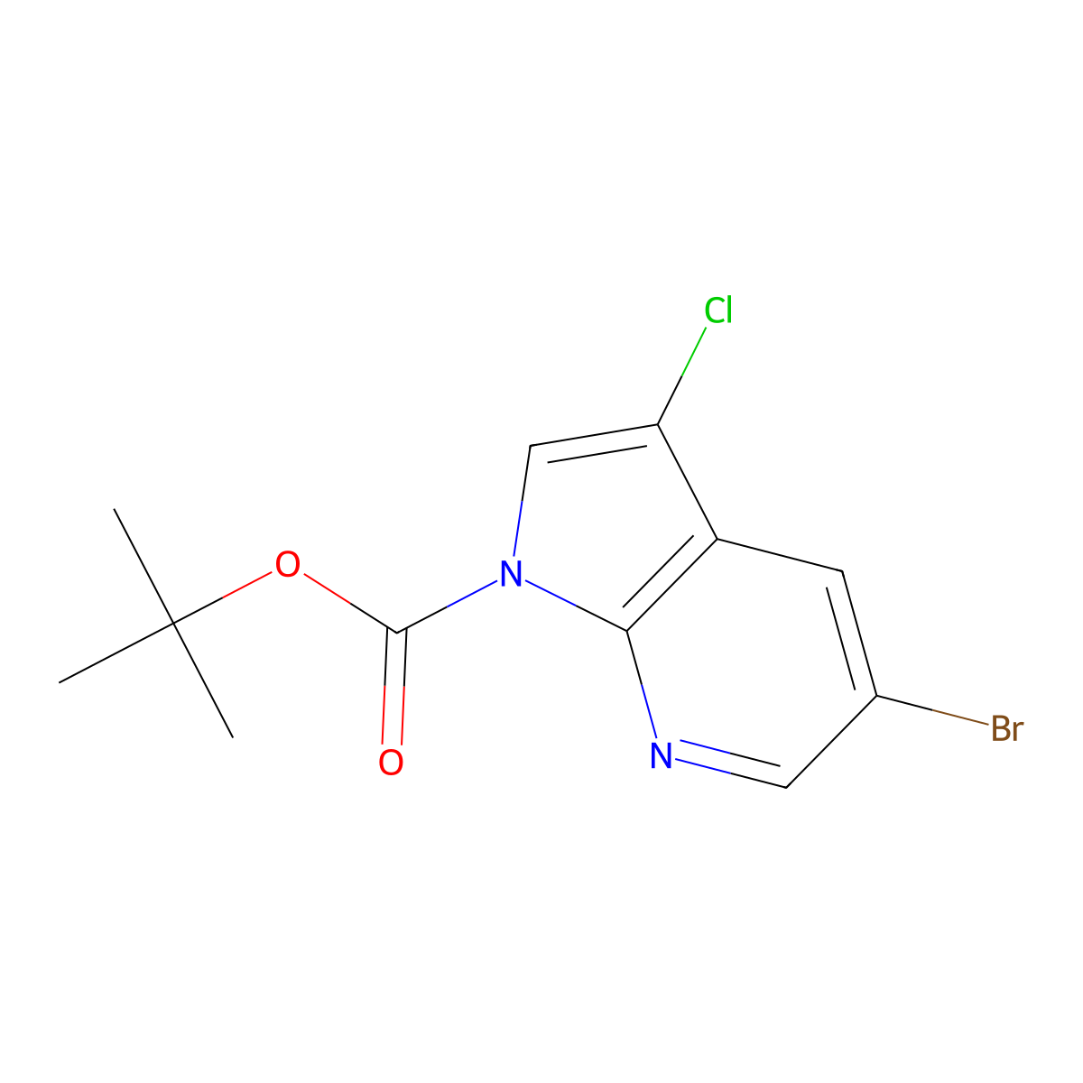 tert-Butyl 5-bromo-3-chloro-1H-pyrrolo[2,3-b]pyridine-1-carboxylate molecular structure, CAS 1207624-04-1