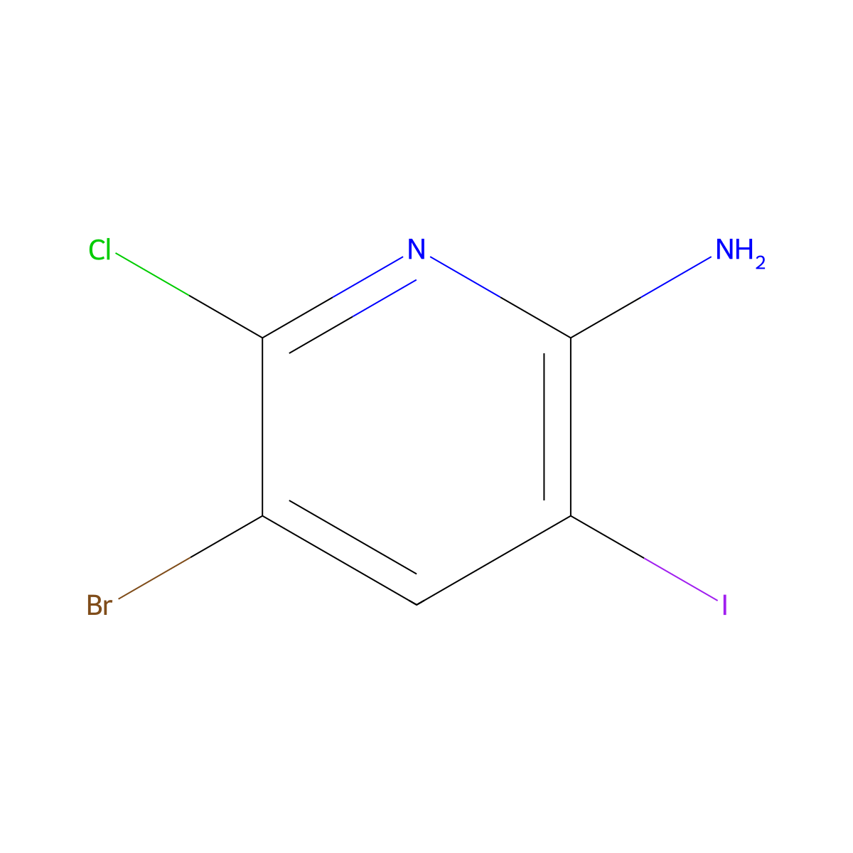 5-Bromo-6-chloro-3-iodopyridin-2-amine molecular structure, CAS 1207625-23-7