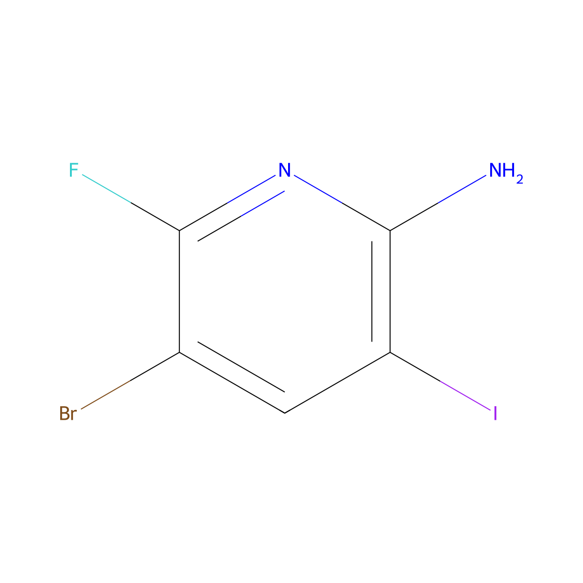 5-Bromo-6-fluoro-3-iodopyridin-2-amine molecular structure, CAS 1207625-26-0
