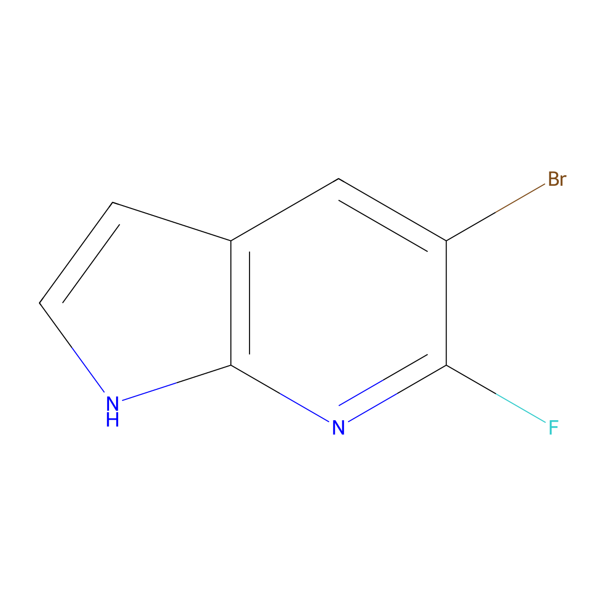 5-bromo-6-fluoro-1H-pyrrolo[2,3-b]pyridine molecular structure, CAS 1207625-29-3