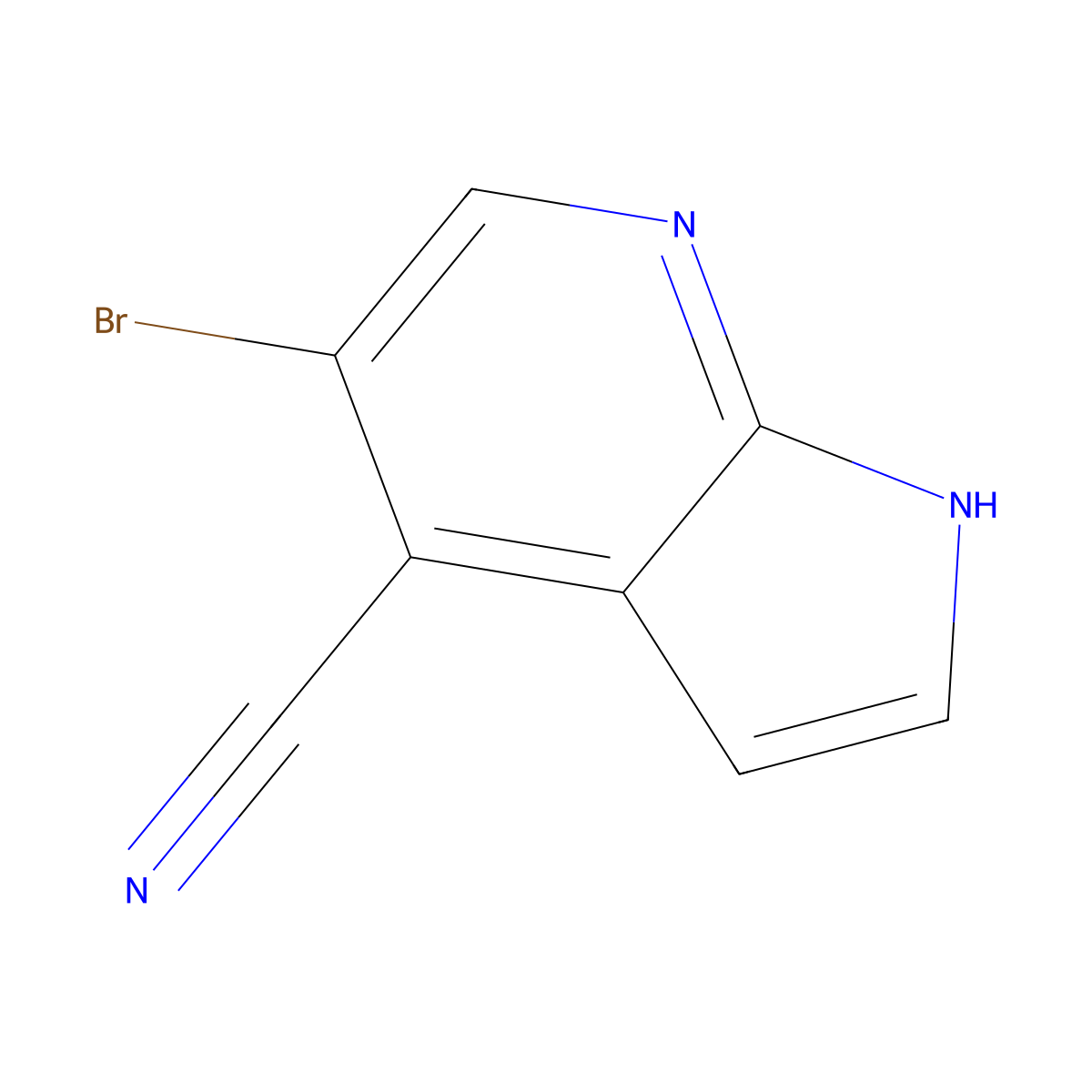 5-Bromo-1H-pyrrolo[2,3-b]pyridine-4-carbonitrile molecular structure, CAS 1207625-52-2