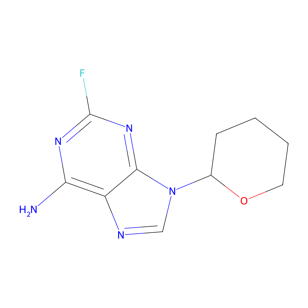 2-Fluoro-9-(tetrahydro-2H-pyran-2-yl)-9H-purin-6-amine molecular structure, CAS 1207628-46-3