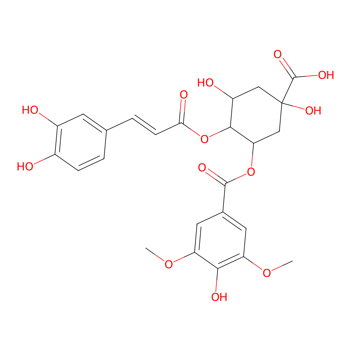 4-O-Caffeoyl-3-O-syringoylquinic acid molecular structure, CAS 1207645-17-7