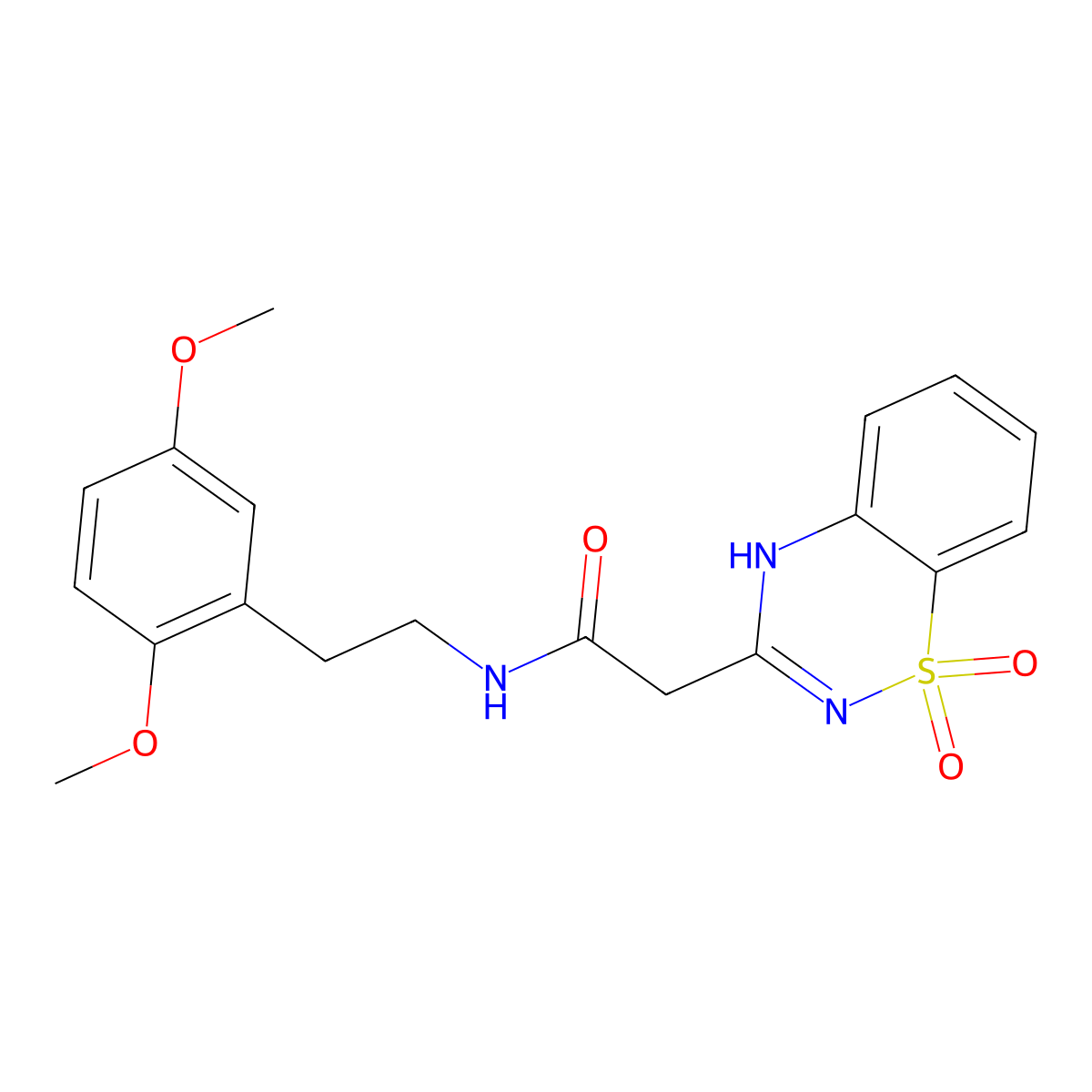 N-(2,5-dimethoxyphenethyl)-2-(1,1-dioxido-2H-benzo[e][1,2,4]thiadiazin-3-yl)acetamide molecular structure, CAS 1207649-50-0