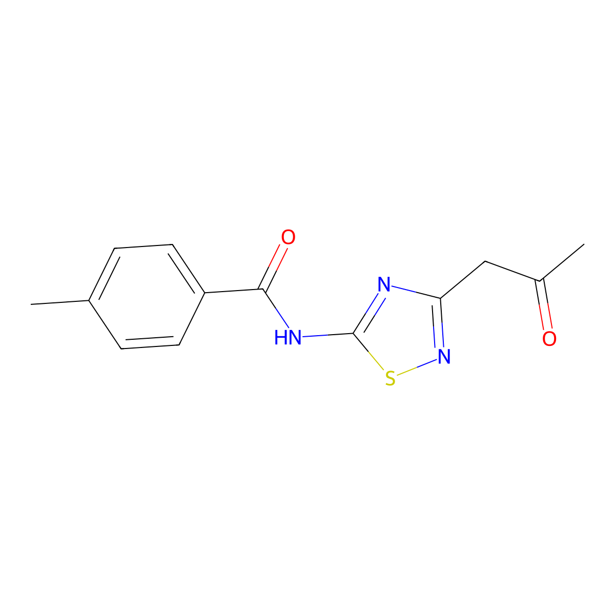 4-methyl-N-[3-(2-oxopropyl)-1,2,4-thiadiazol-5-yl]benzamide molecular structure, CAS 120765-20-0