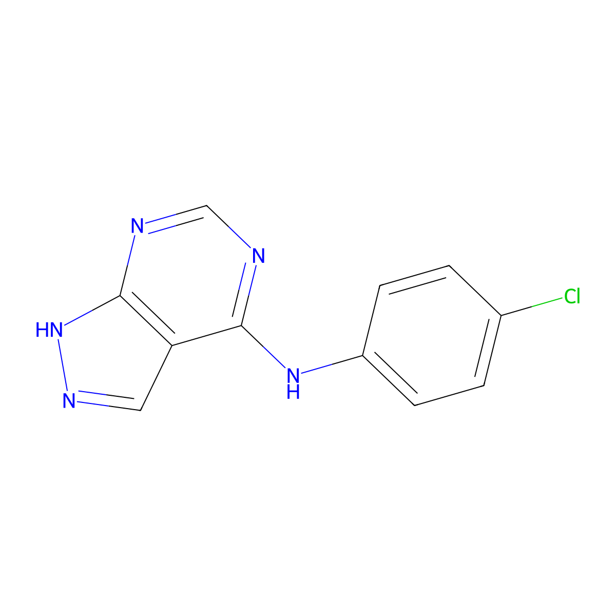 N-(4-chlorophenyl)-1H-pyrazolo[3,4-d]pyrimidin-4-amine molecular structure, CAS 120765-47-1