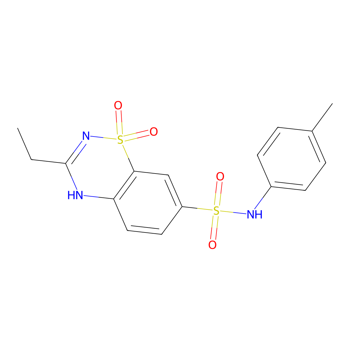 3-ethyl-N-(4-methylphenyl)-1,1-dioxo-2H-1lambda6,2,4-benzothiadiazine-7-sulfonamide molecular structure, CAS 1207651-41-9