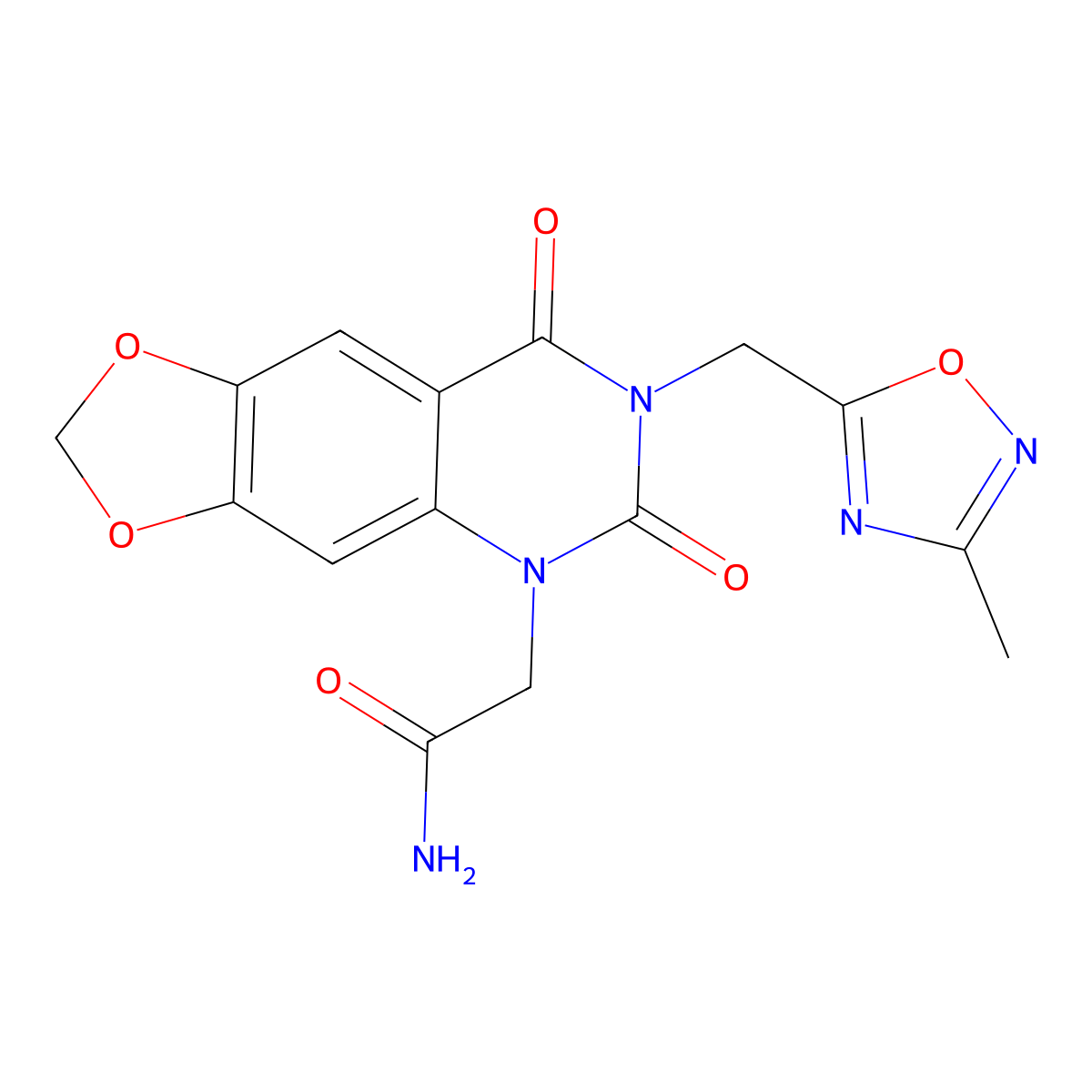 2-(7-((3-methyl-1,2,4-oxadiazol-5-yl)methyl)-6,8-dioxo-7,8-dihydro-[1,3]dioxolo[4,5-g]quinazolin-5(6H)-yl)acetamide molecular structure, CAS 1207658-68-1