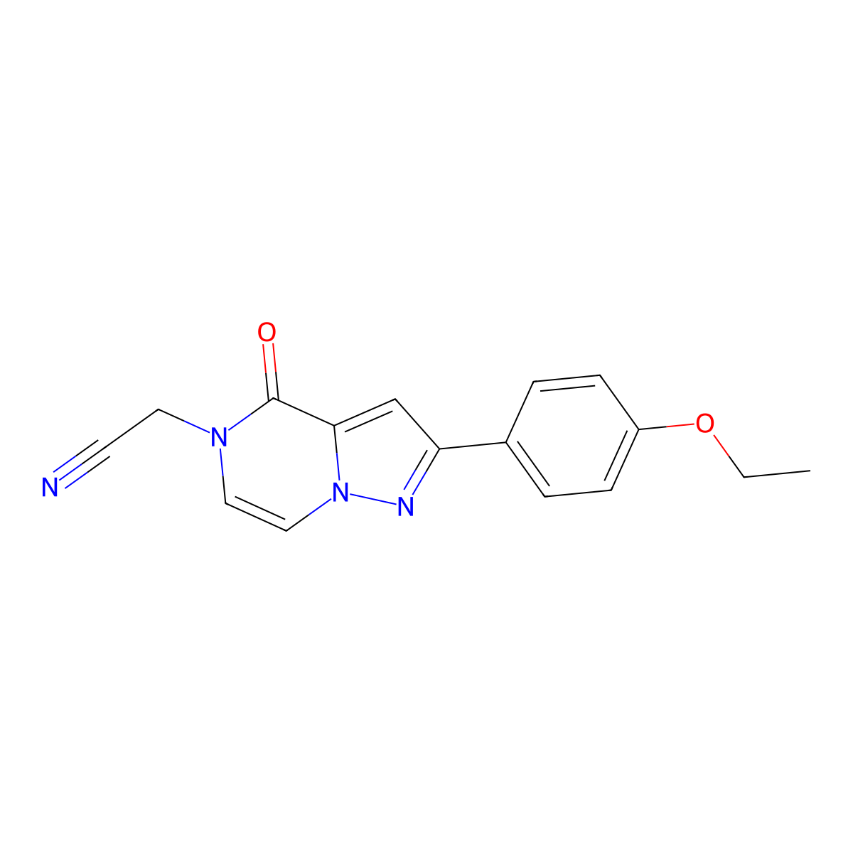 [2-(4-ethoxyphenyl)-4-oxopyrazolo[1,5-a]pyrazin-5(4H)-yl]methyl cyanide molecular structure, CAS 1207661-38-8