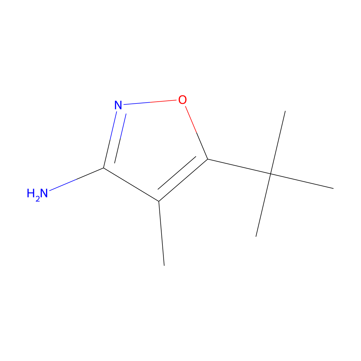 5-(Tert-butyl)-4-methylisoxazol-3-amine molecular structure, CAS 120771-20-2