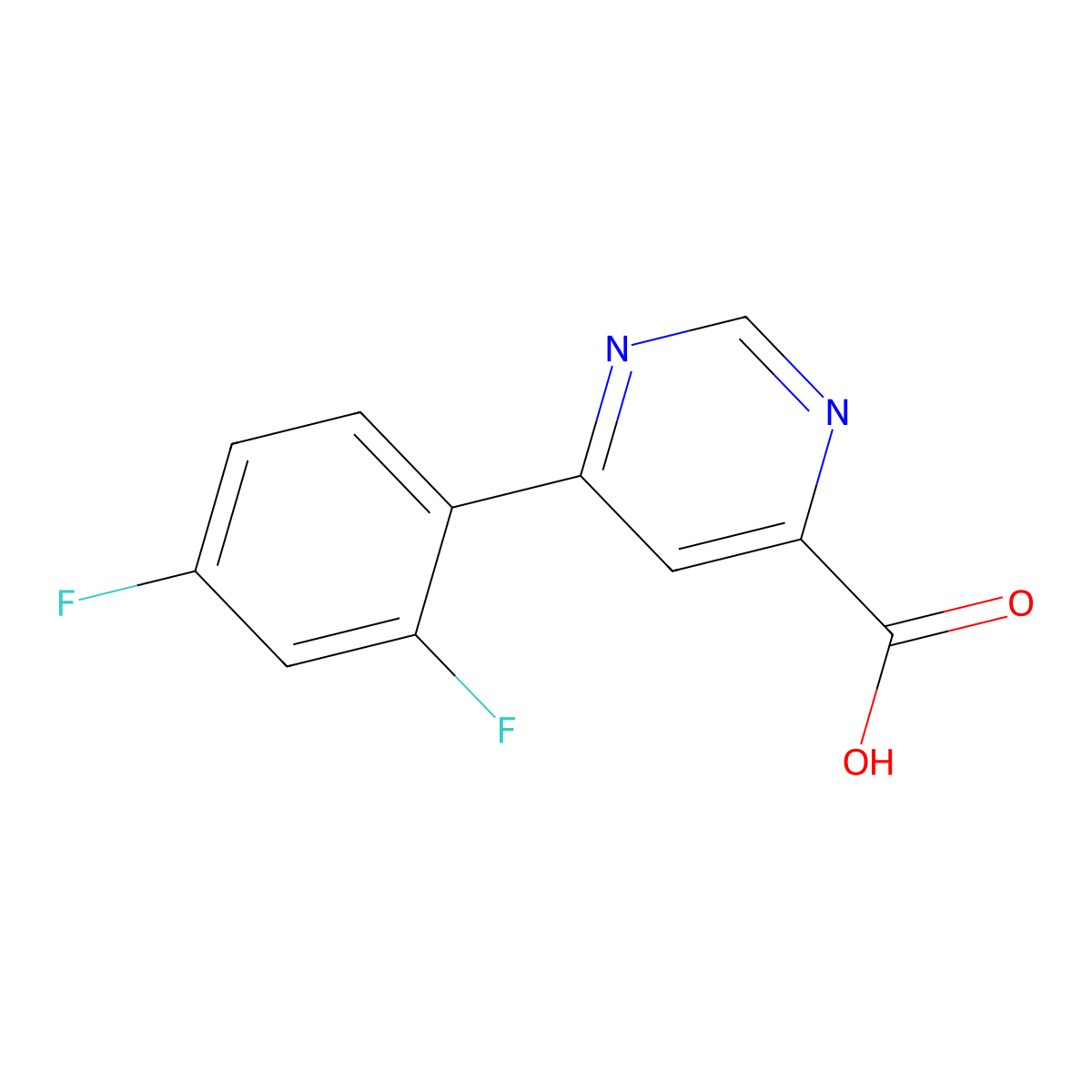 6-(2,4-Difluorophenyl)pyrimidine-4-carboxylic acid molecular structure, CAS 1207723-93-0