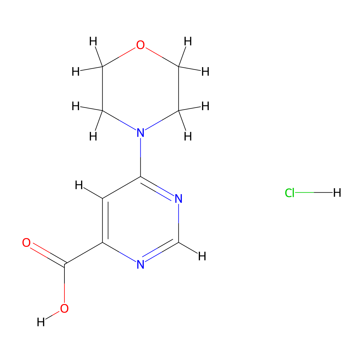 6-Morpholinopyrimidine-4-carboxylic acid hydrochloride molecular structure, CAS 1207724-13-7