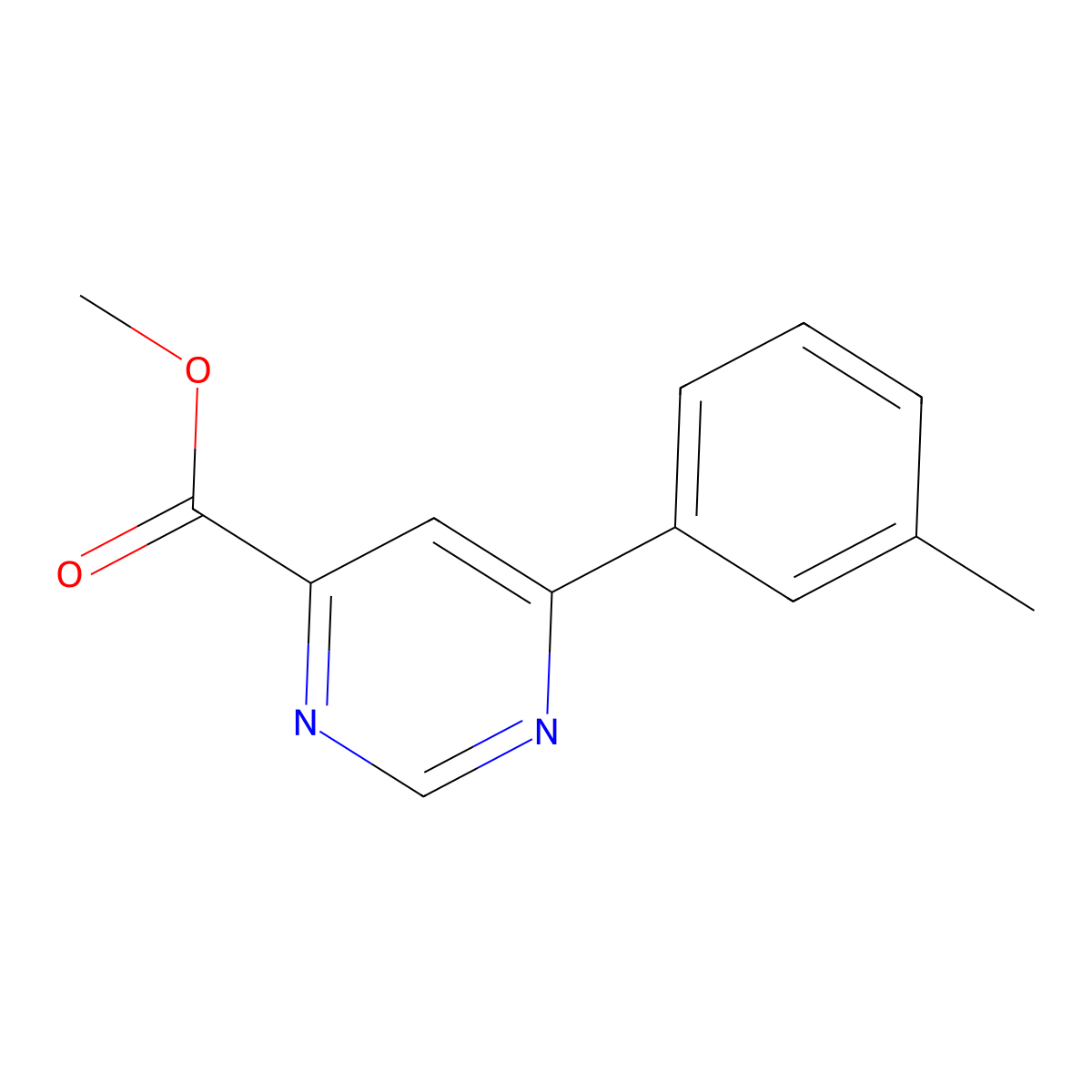 Methyl 6-(3-methylphenyl)pyrimidine-4-carboxylate molecular structure, CAS 1207724-17-1