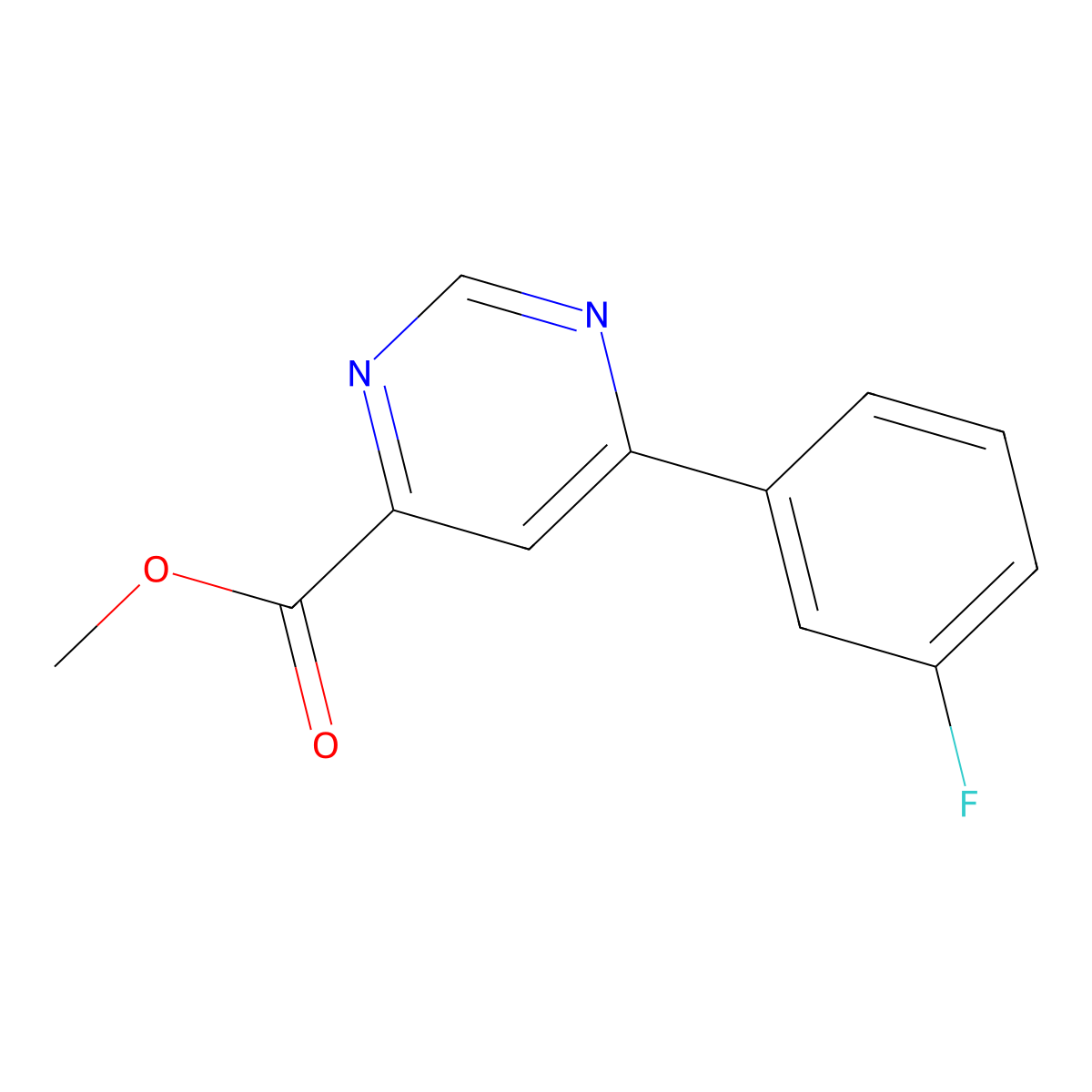 Methyl 6-(3-fluorophenyl)pyrimidine-4-carboxylate molecular structure, CAS 1207724-55-7
