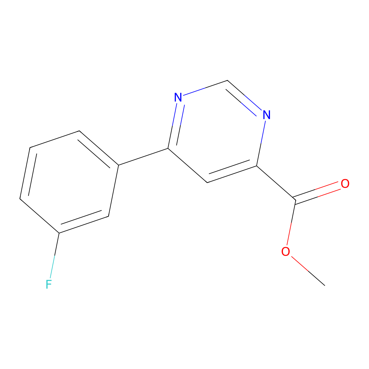 Methyl 6-(3-fluorophenyl)pyrimidine-4-carboxylate molecular structure, CAS 1207724-55-7
