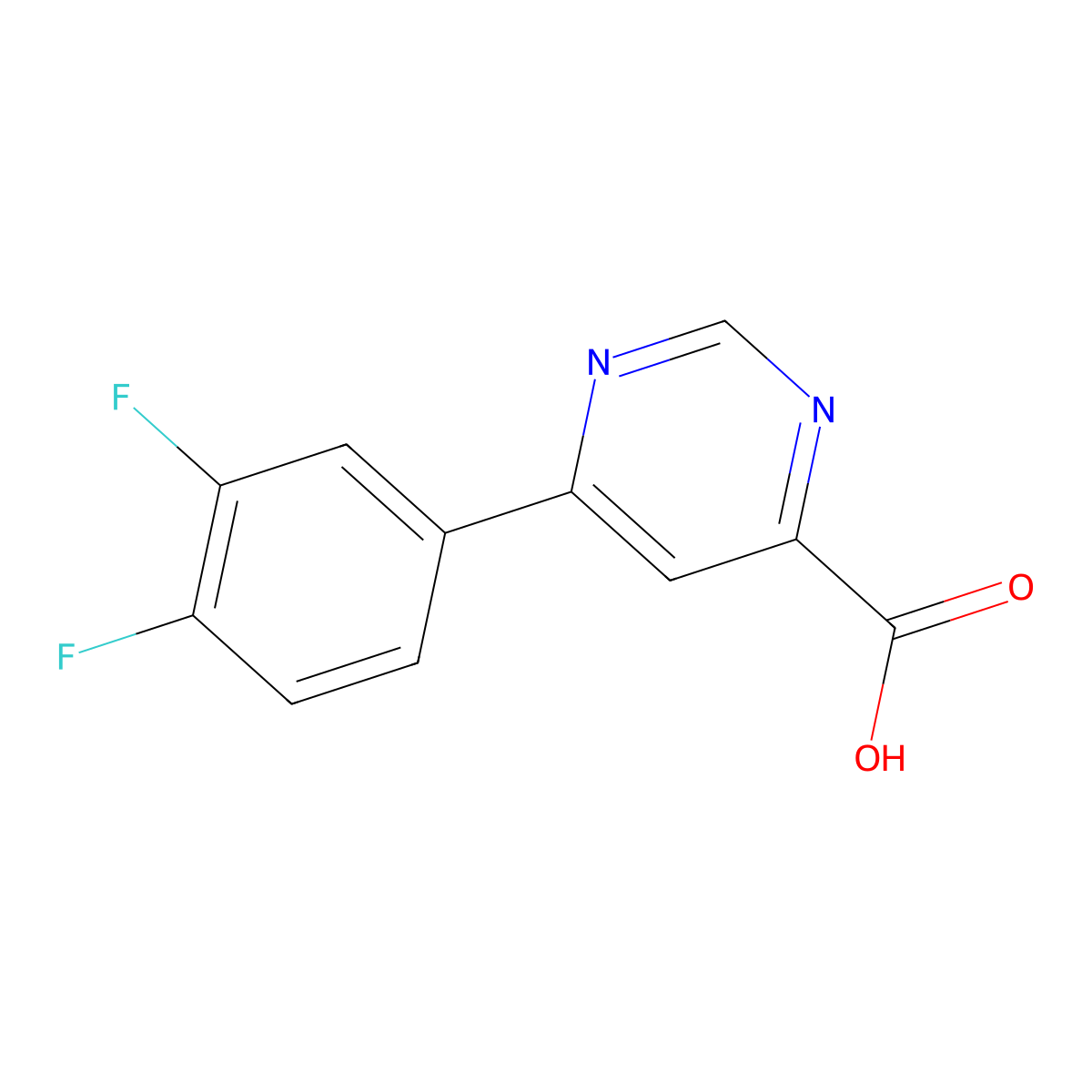 6-(3,4-Difluorophenyl)pyrimidine-4-carboxylic acid molecular structure, CAS 1207724-85-3
