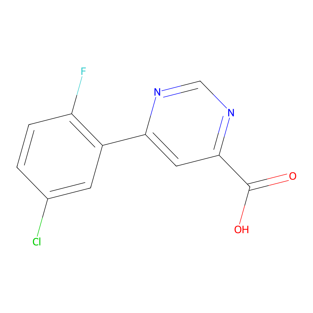 6-(5-Chloro-2-fluorophenyl)pyrimidine-4-carboxylic acid molecular structure, CAS 1207724-87-5