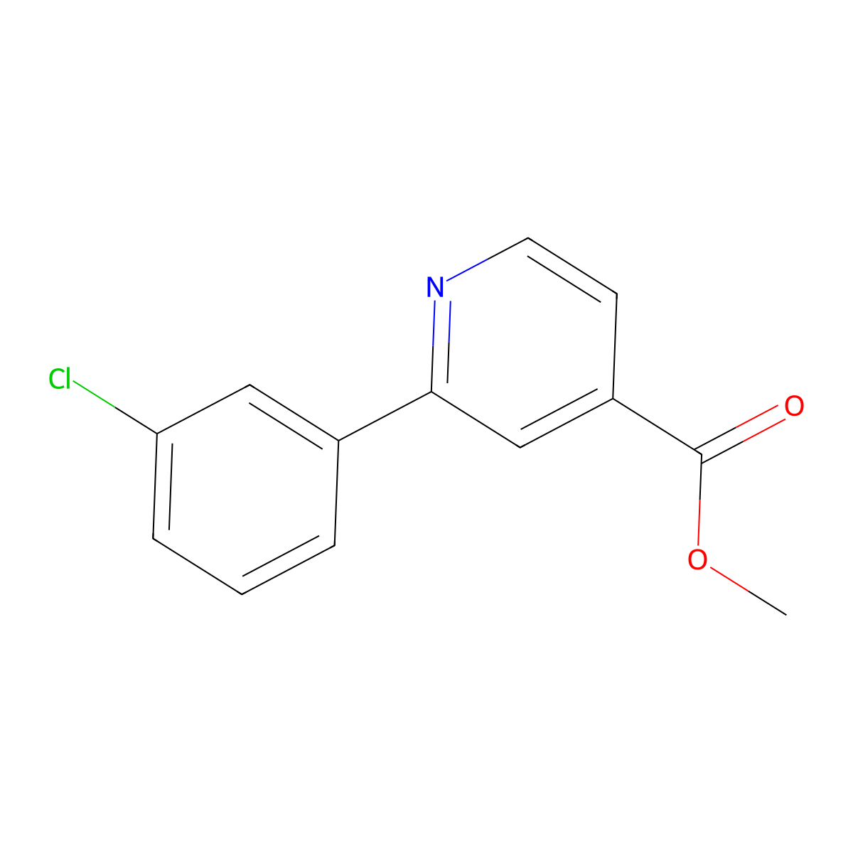 Methyl 2-(3-chlorophenyl)isonicotinate molecular structure, CAS 1207725-31-2