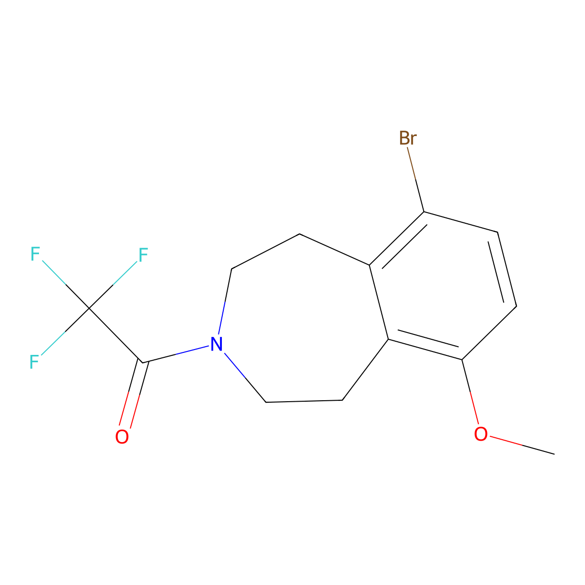 1-(6-bromo-9-methoxy-2,3,4,5-tetrahydro-1H-3-benzazepin-3-yl)-2,2,2-trifluoroethan-1-one molecular structure, CAS 1207743-71-2
