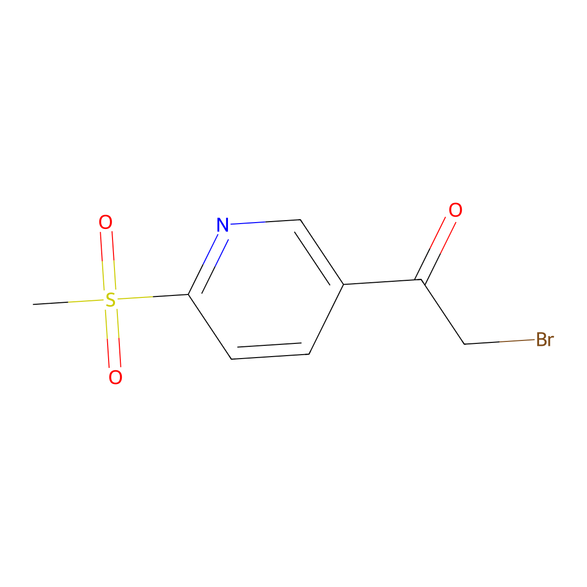 2-Bromo-1-(6-methanesulfonylpyridin-3-yl)ethan-1-one molecular structure, CAS 1207747-40-7