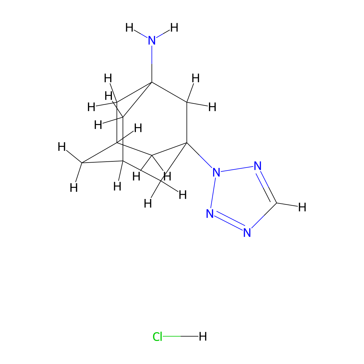 3-(2H-1,2,3,4-tetrazol-2-yl)adamantan-1-amine hydrochloride molecular structure, CAS 1207759-68-9