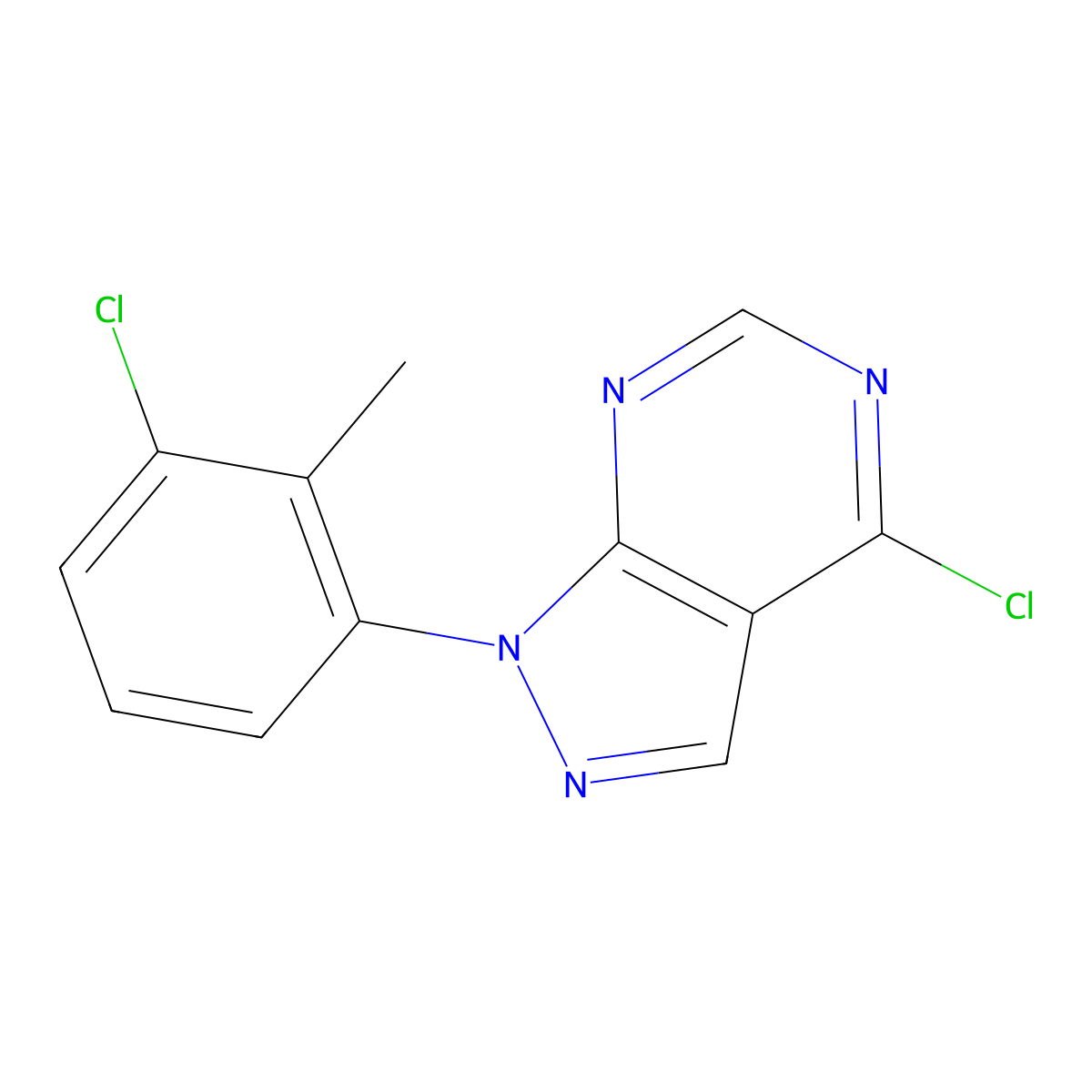 4-chloro-1-(3-chloro-2-methylphenyl)-1H-pyrazolo[3,4-d]pyrimidine molecular structure, CAS 1207832-97-0