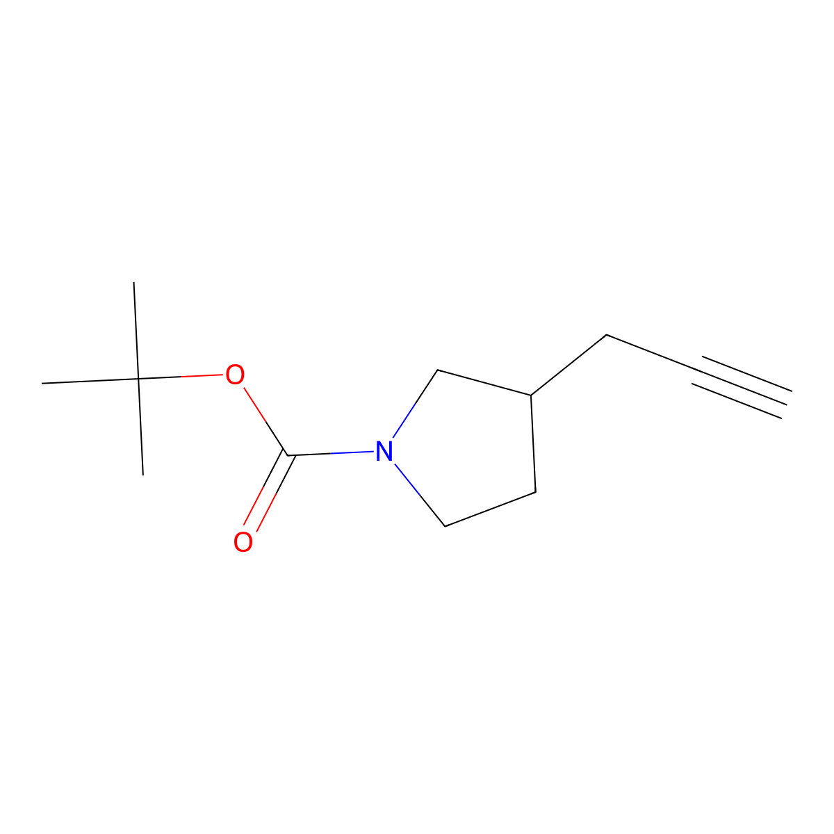 Tert-butyl 3-(prop-2-yn-1-yl)pyrrolidine-1-carboxylate molecular structure, CAS 1207840-16-1