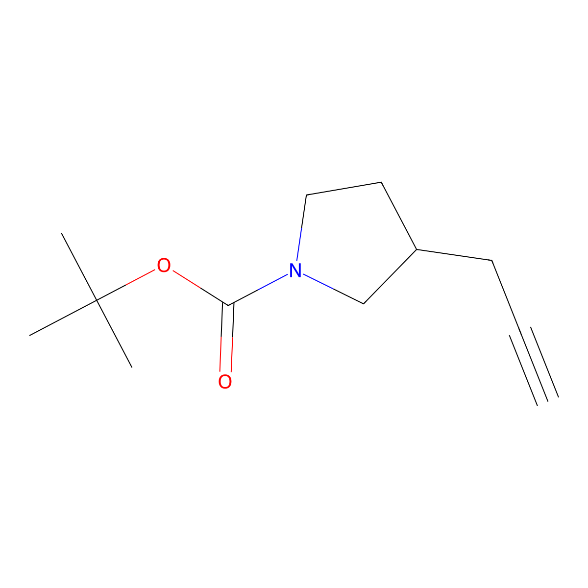 Tert-butyl 3-(prop-2-yn-1-yl)pyrrolidine-1-carboxylate molecular structure, CAS 1207840-16-1