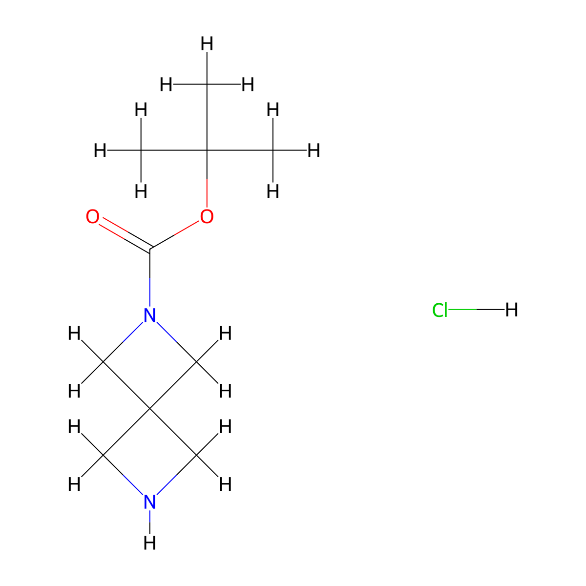Tert-butyl 2,6-diazaspiro[3.3]heptane-2-carboxylate hydrochloride molecular structure, CAS 1207840-19-4
