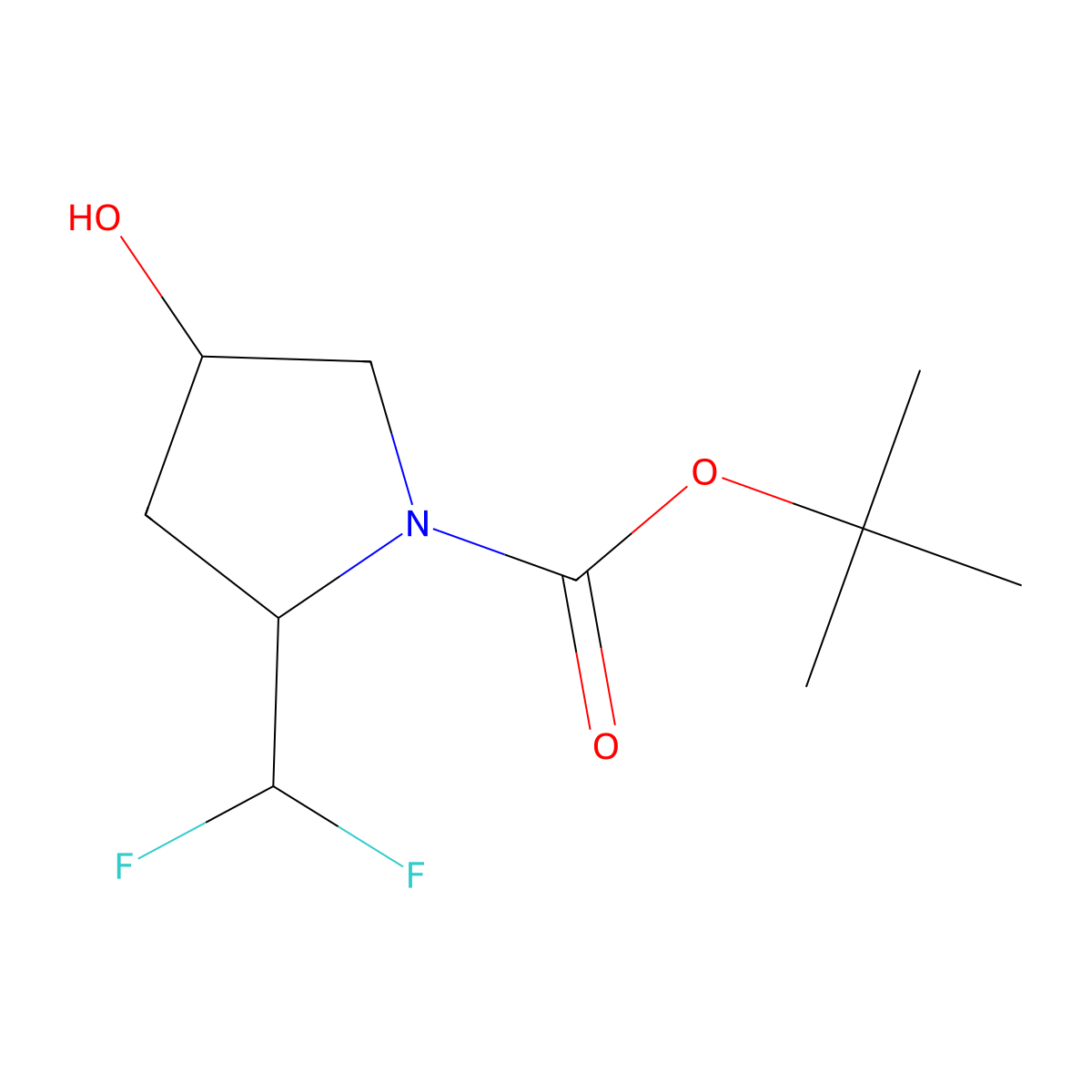 (2S,4S)-tert-butyl 2-(difluoromethyl)-4-hydroxypyrrolidine-1-carboxylate molecular structure, CAS 1207852-93-4