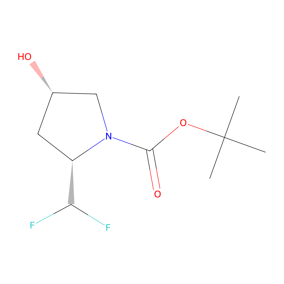 (2S,4S)-tert-butyl 2-(difluoromethyl)-4-hydroxypyrrolidine-1-carboxylate molecular structure, CAS 1207852-93-4