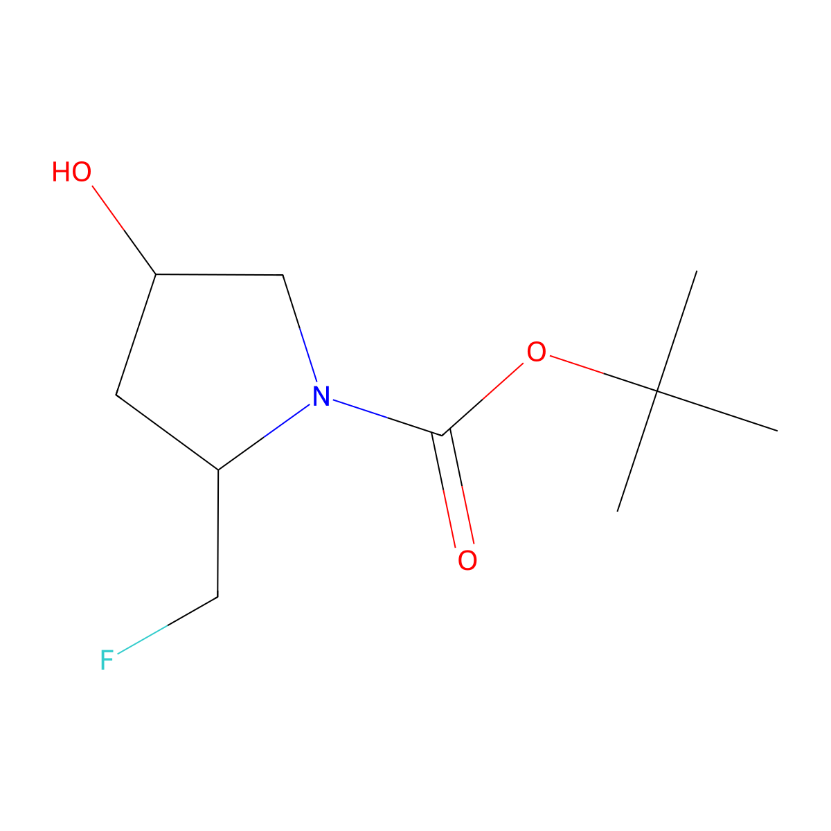 tert-butyl (2S,4S)-2-(fluoromethyl)-4-hydroxypyrrolidine-1-carboxylate molecular structure, CAS 1207853-00-6