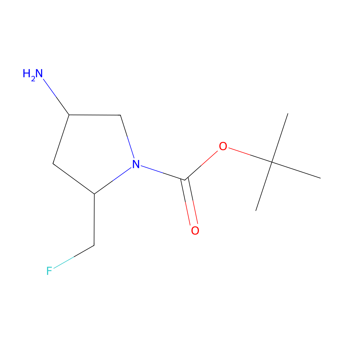 tert-butyl (2S,4R)-4-amino-2-(fluoromethyl)pyrrolidine-1-carboxylate molecular structure, CAS 1207853-03-9