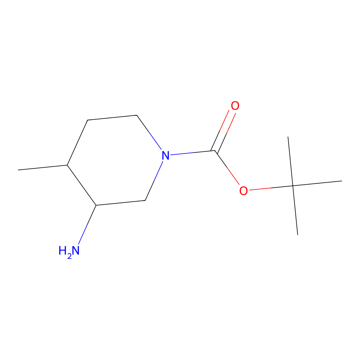tert-butyl (3R,4R)-3-amino-4-methylpiperidine-1-carboxylate molecular structure, CAS 1207853-61-9