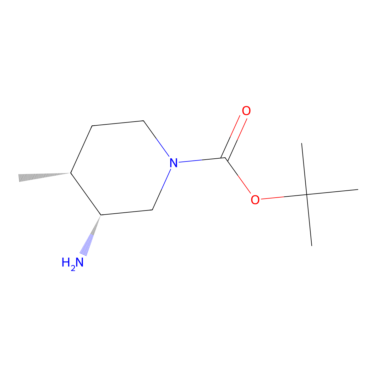 tert-butyl (3R,4R)-3-amino-4-methylpiperidine-1-carboxylate molecular structure, CAS 1207853-61-9