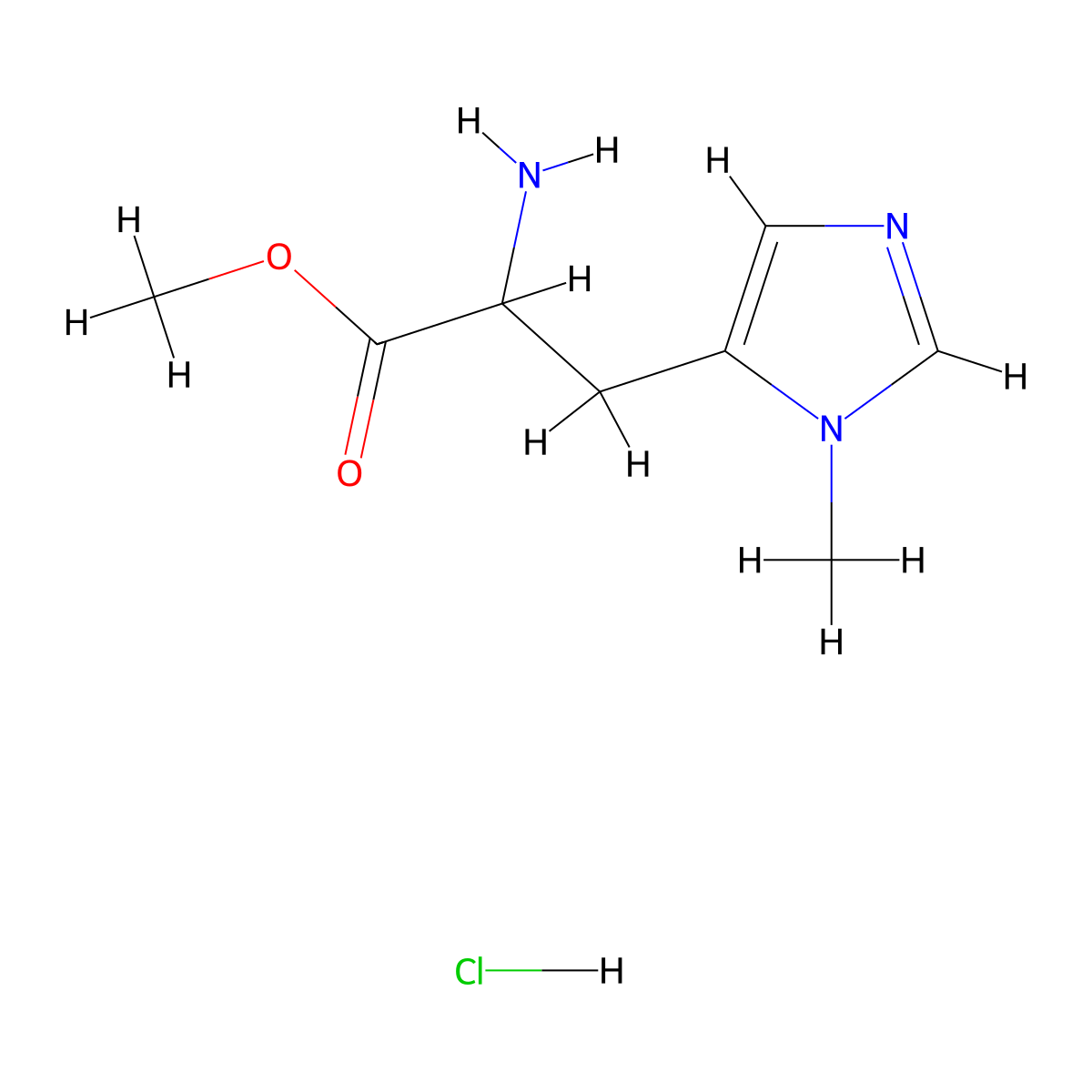 Methyl 2-amino-3-(1-methyl-1H-imidazol-5-yl)propanoate hydrochloride molecular structure, CAS 1207887-43-1