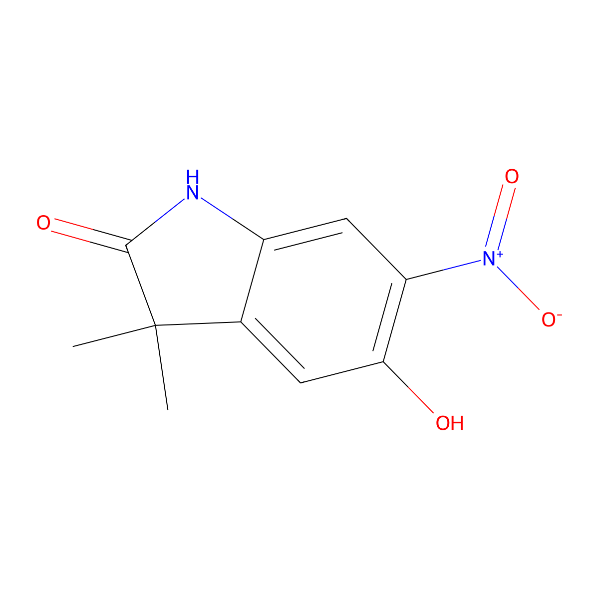 5-Hydroxy-3,3-dimethyl-6-nitroindolin-2-one molecular structure, CAS 120791-71-1