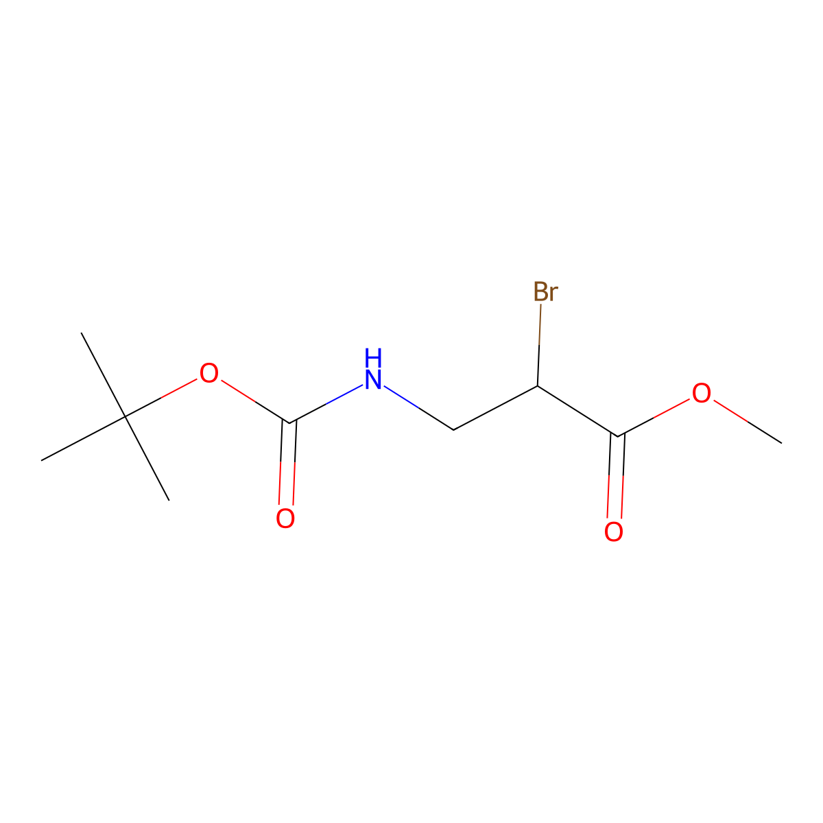 Methyl 2-bromo-3-(((tert-butoxy)carbonyl)amino)propanoate molecular structure, CAS 1207950-16-0