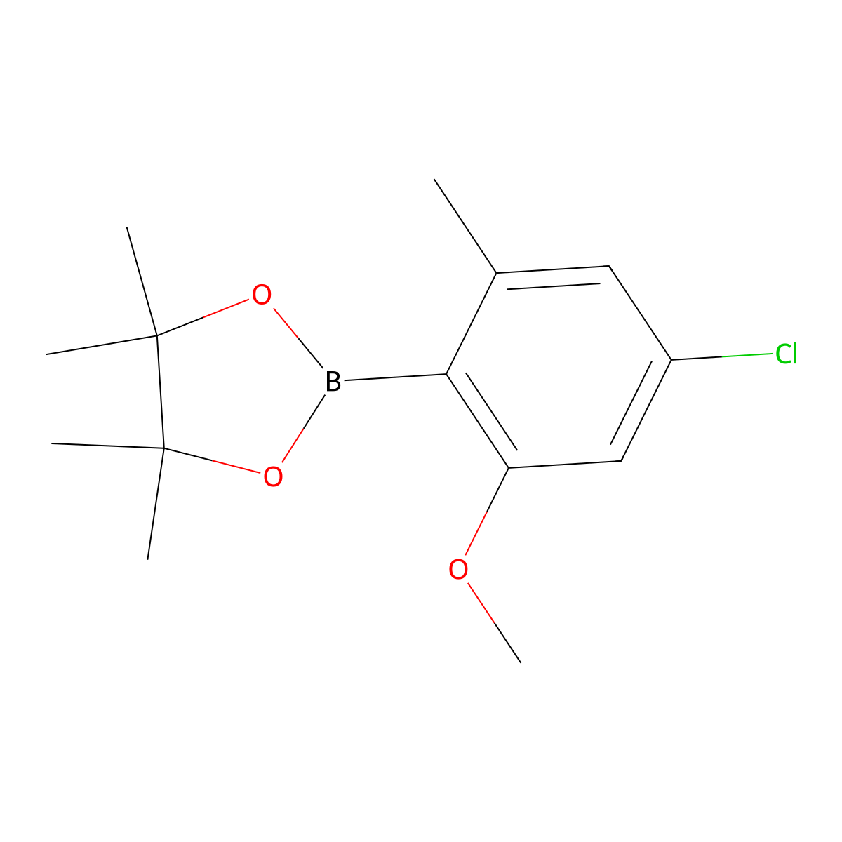 2-(4-Chloro-2-methoxy-6-methylphenyl)-4,4,5,5-tetramethyl-1,3,2-dioxaborolane molecular structure, CAS 1207961-49-6
