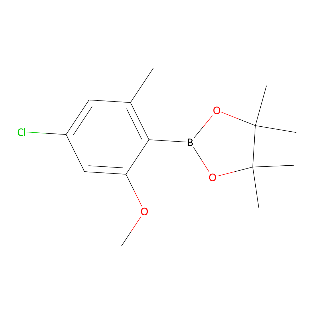 2-(4-Chloro-2-methoxy-6-methylphenyl)-4,4,5,5-tetramethyl-1,3,2-dioxaborolane molecular structure, CAS 1207961-49-6