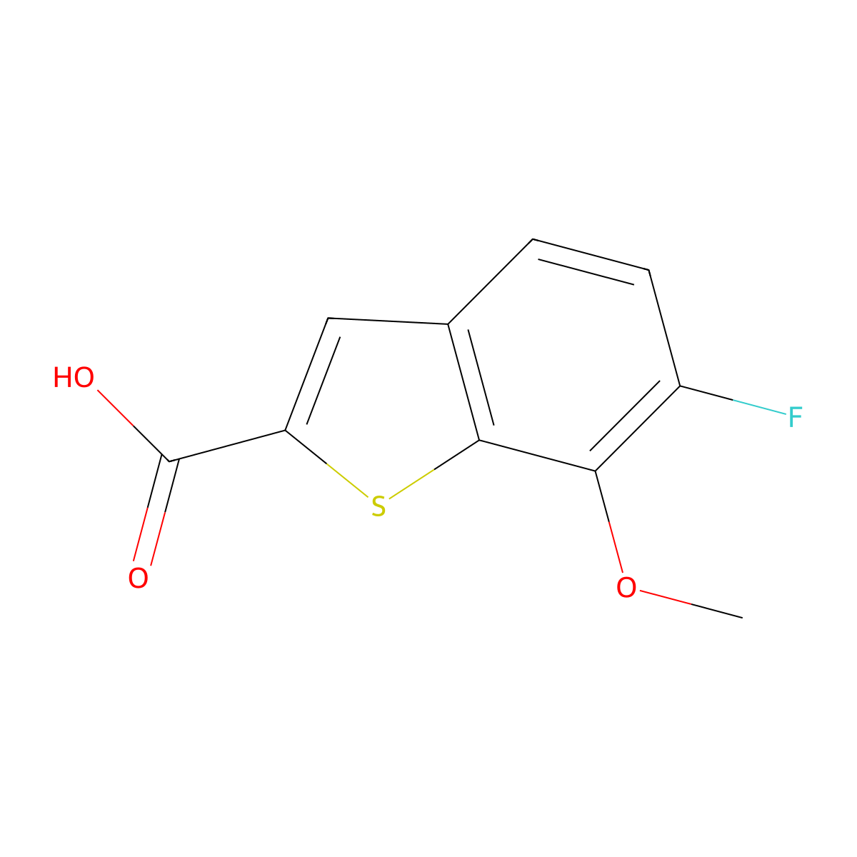 6-Fluoro-7-methoxy-1-benzothiophene-2-carboxylic acid molecular structure, CAS 1207972-65-3