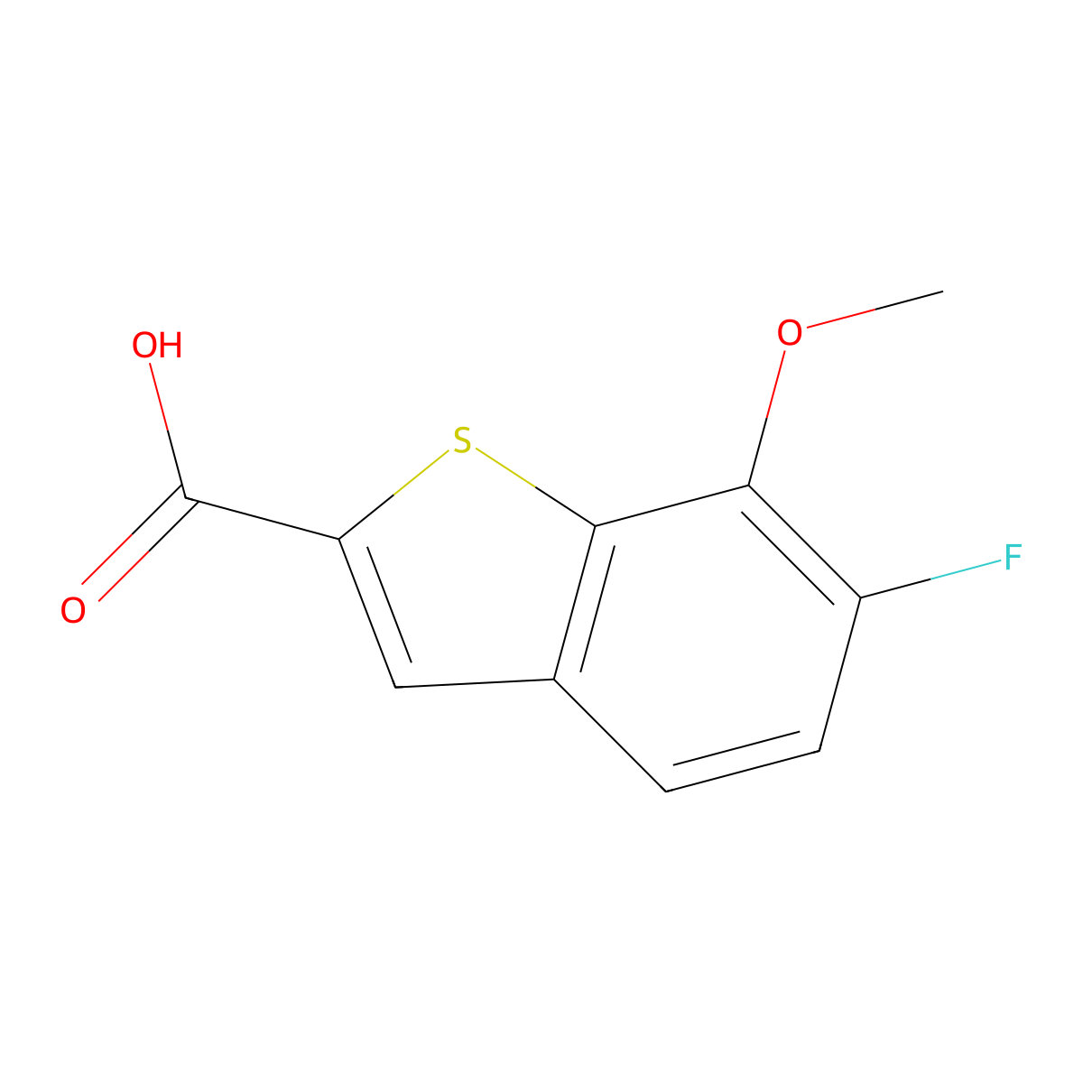 6-Fluoro-7-methoxy-1-benzothiophene-2-carboxylic acid molecular structure, CAS 1207972-65-3