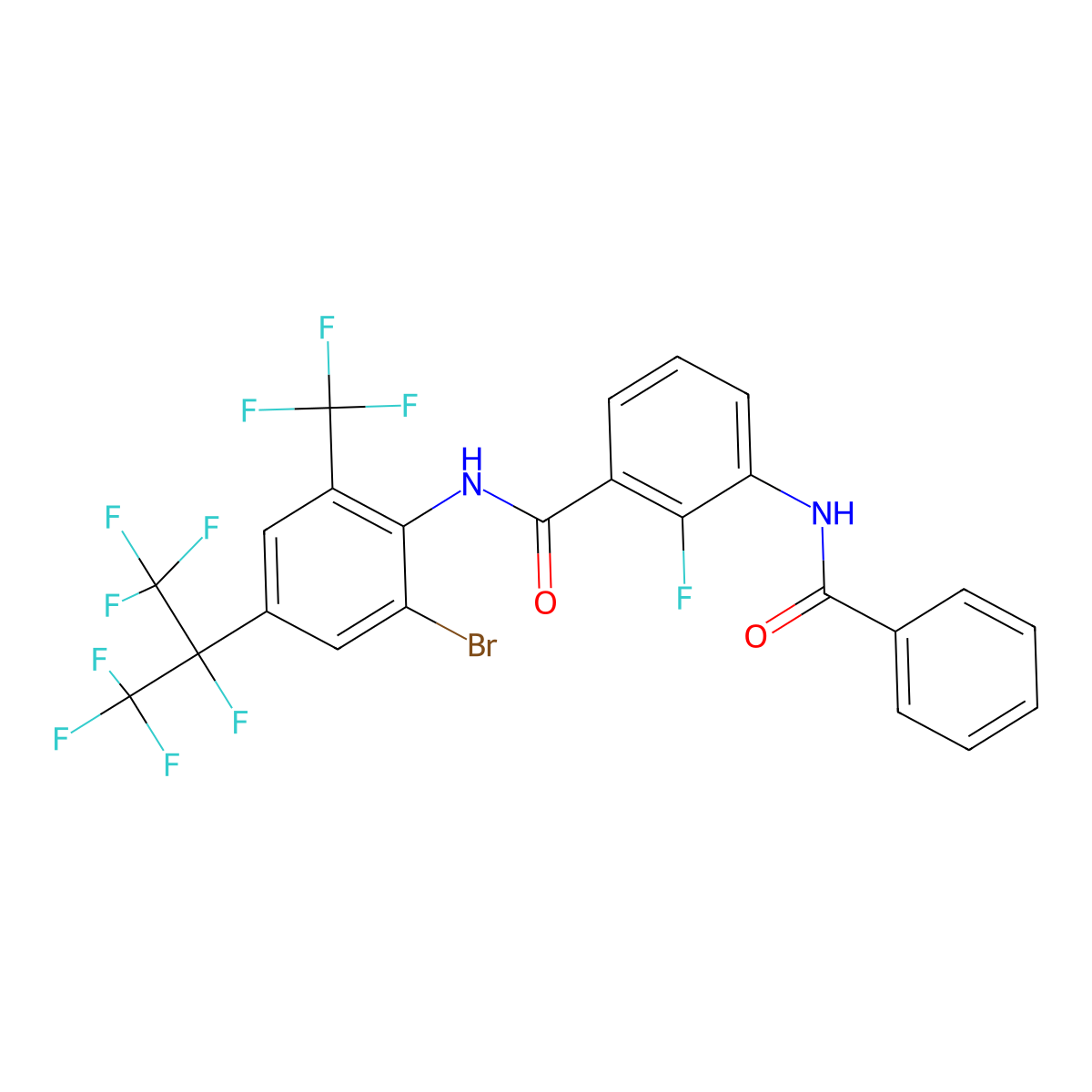 3-benzamido-N-(2-bromo-4-(heptafluoropropan-2-yl)-6-(trifluoromethyl)phenyl)-2-fluorobenzamide molecular structure, CAS 1207977-84-1