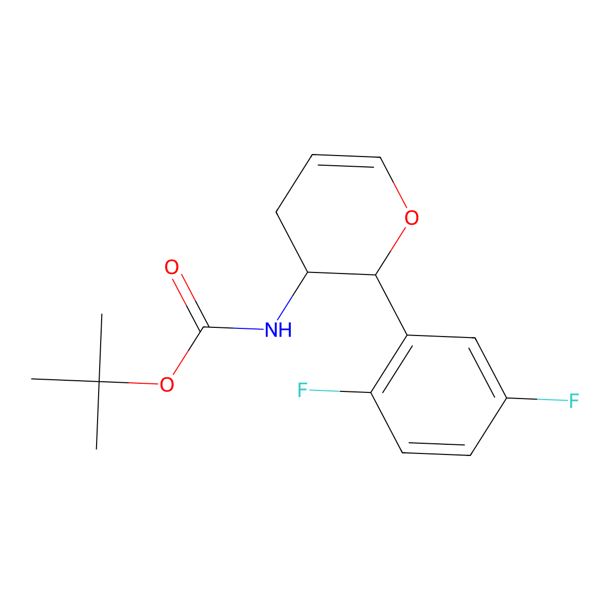 tert-butyl N-[2-(2,5-difluorophenyl)-3,4-dihydro-2H-pyran-3-yl]carbamate molecular structure, CAS 1207984-91-5