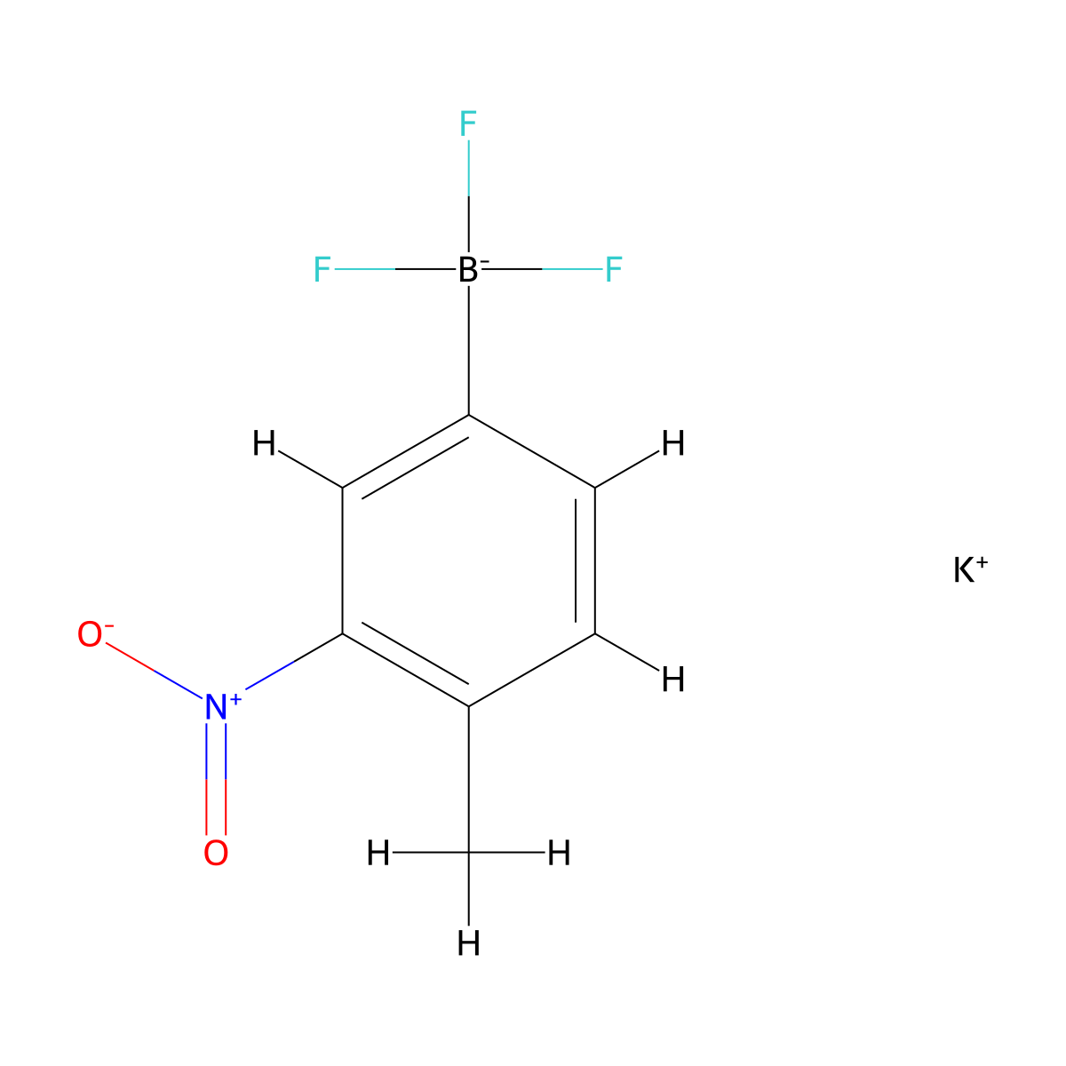 Potassium trifluoro(4-methyl-3-nitrophenyl)boranuide molecular structure, CAS 1207999-25-4
