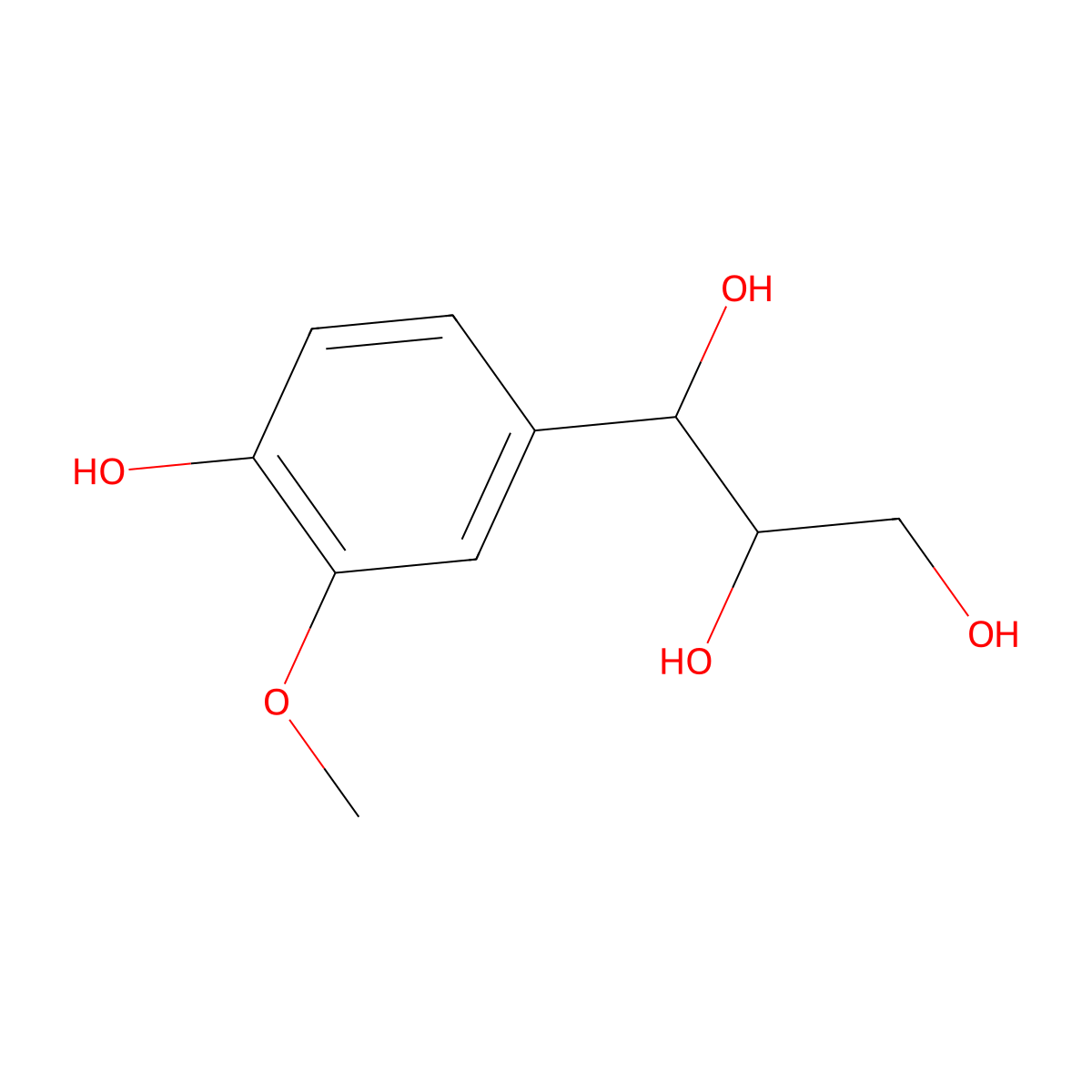 Guaiacylglycerol molecular structure, CAS 1208-42-0
